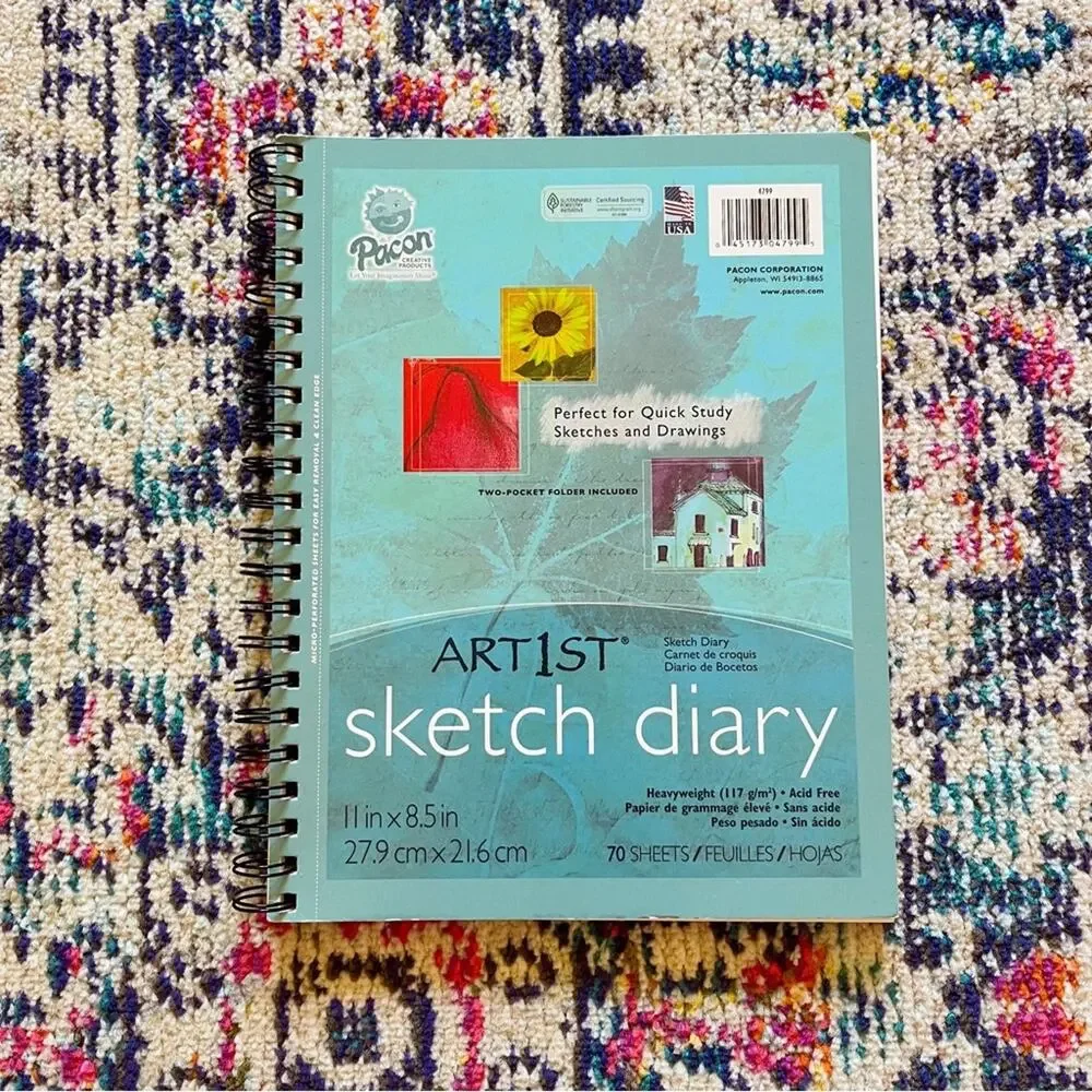 Artist Sketch Diary Spiral Bound Notebook 11x8.5 in Art Journal